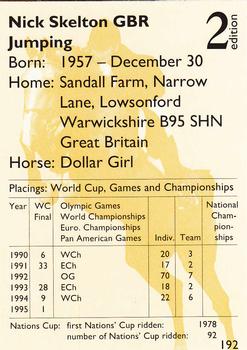 1995 Collect-A-Card Equestrian #192 Nick Skelton / Dollar Girl Back